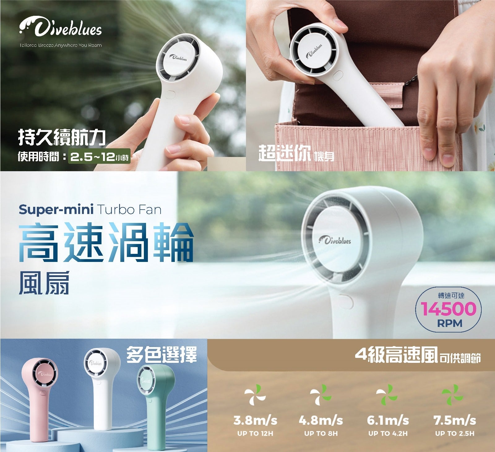 手提渦輪高速風扇 | 美國 Diveblues Super-Mini Turbo Fan - Design Chicken創意購物平台