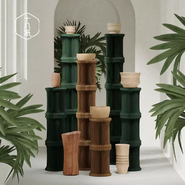 竹嶼展架 │ 風琴牛皮紙折疊家具 | ihpaper（一套兩件） - Design Chicken創意購物平台